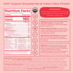 Kos Protein Powder Strawberry Cream pours into a glass for a shake