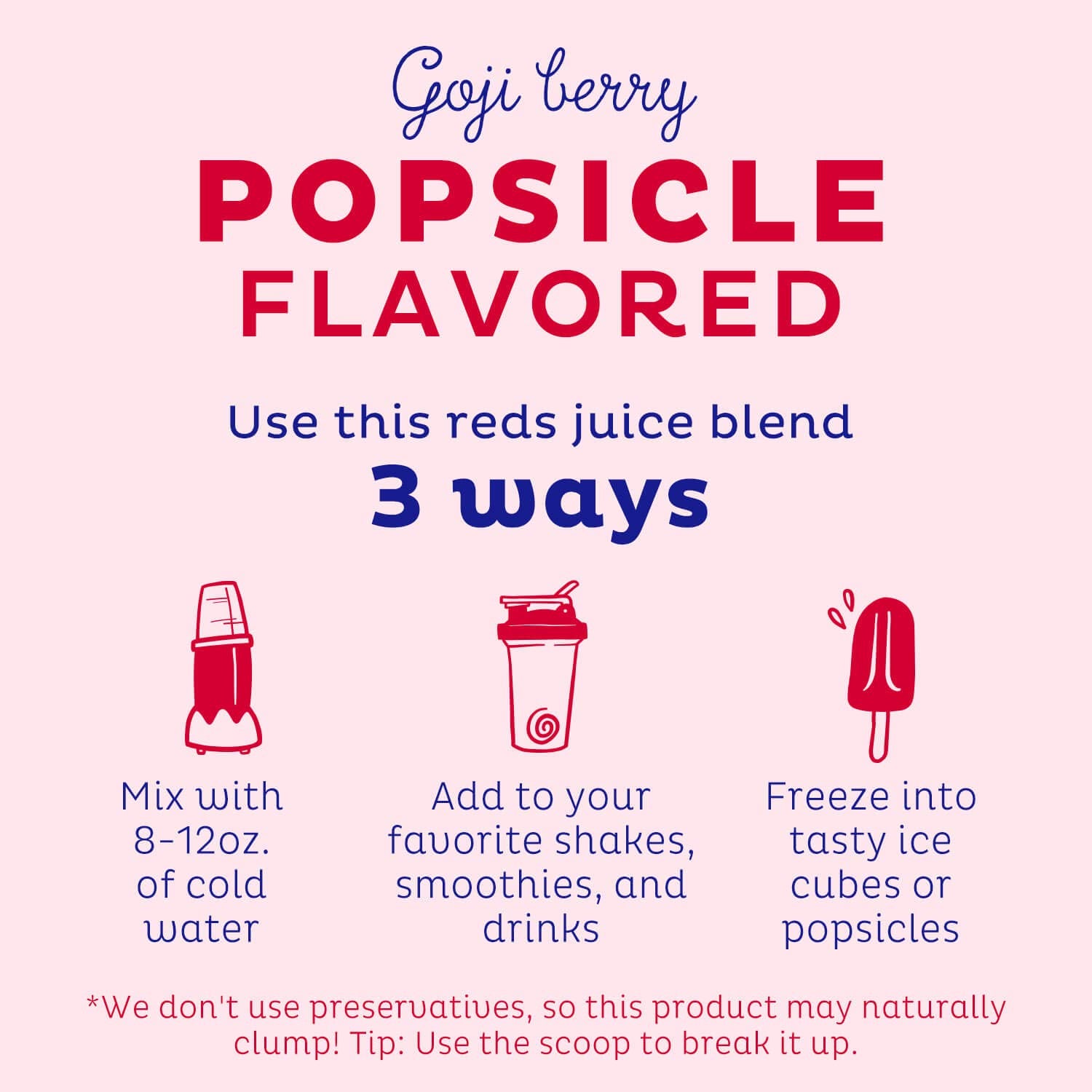 KOS Reds goji acai pomegranate blend close-up showcases antioxidant-rich fruit power