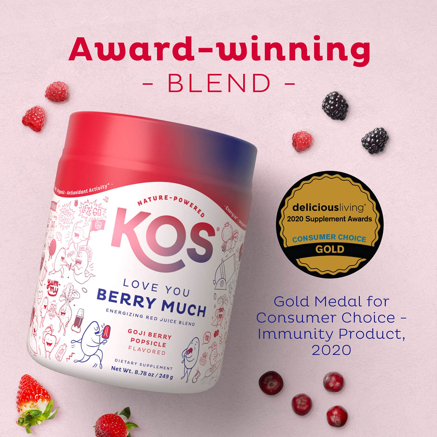 KOS Reds serving mocktail idea image presents a vibrant, sugar-smart drink option