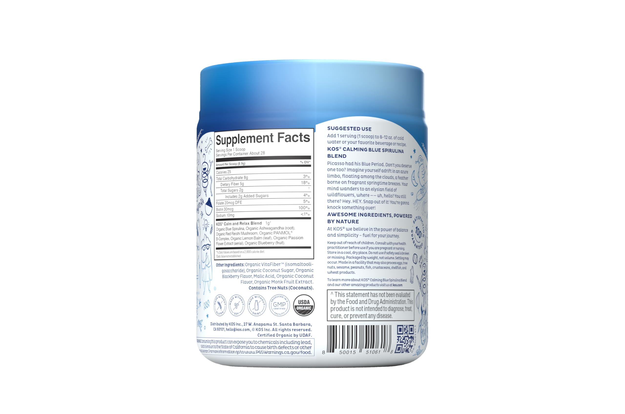 Kos USDA organic certification label signaling trusted, clean ingredients.