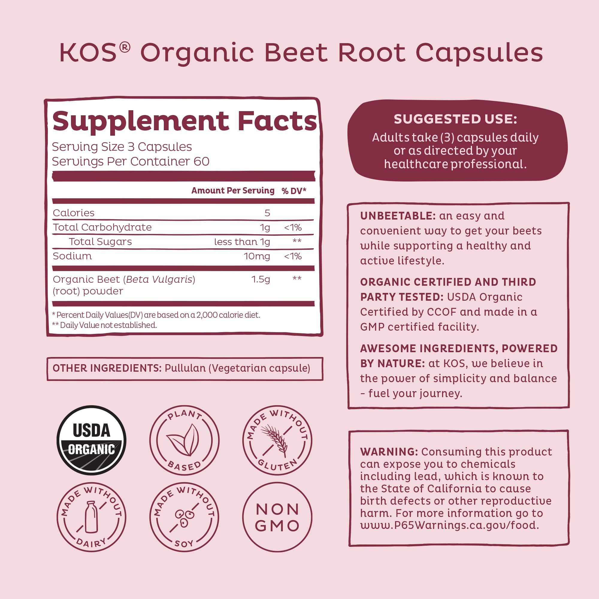 KOS USDA Organic certification emblem with capsules for trusted organic sourcing.