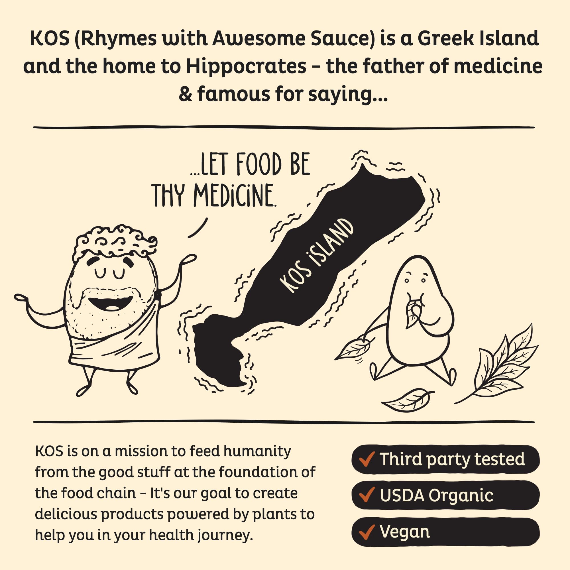 KOS serving with meal replacement message for convenient busy-day nutrition.