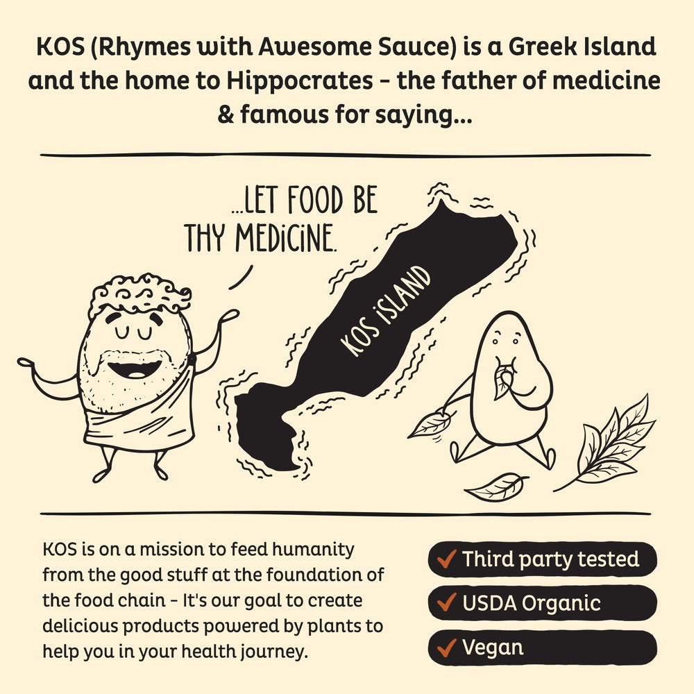KOS serving with meal replacement message for convenient busy-day nutrition.