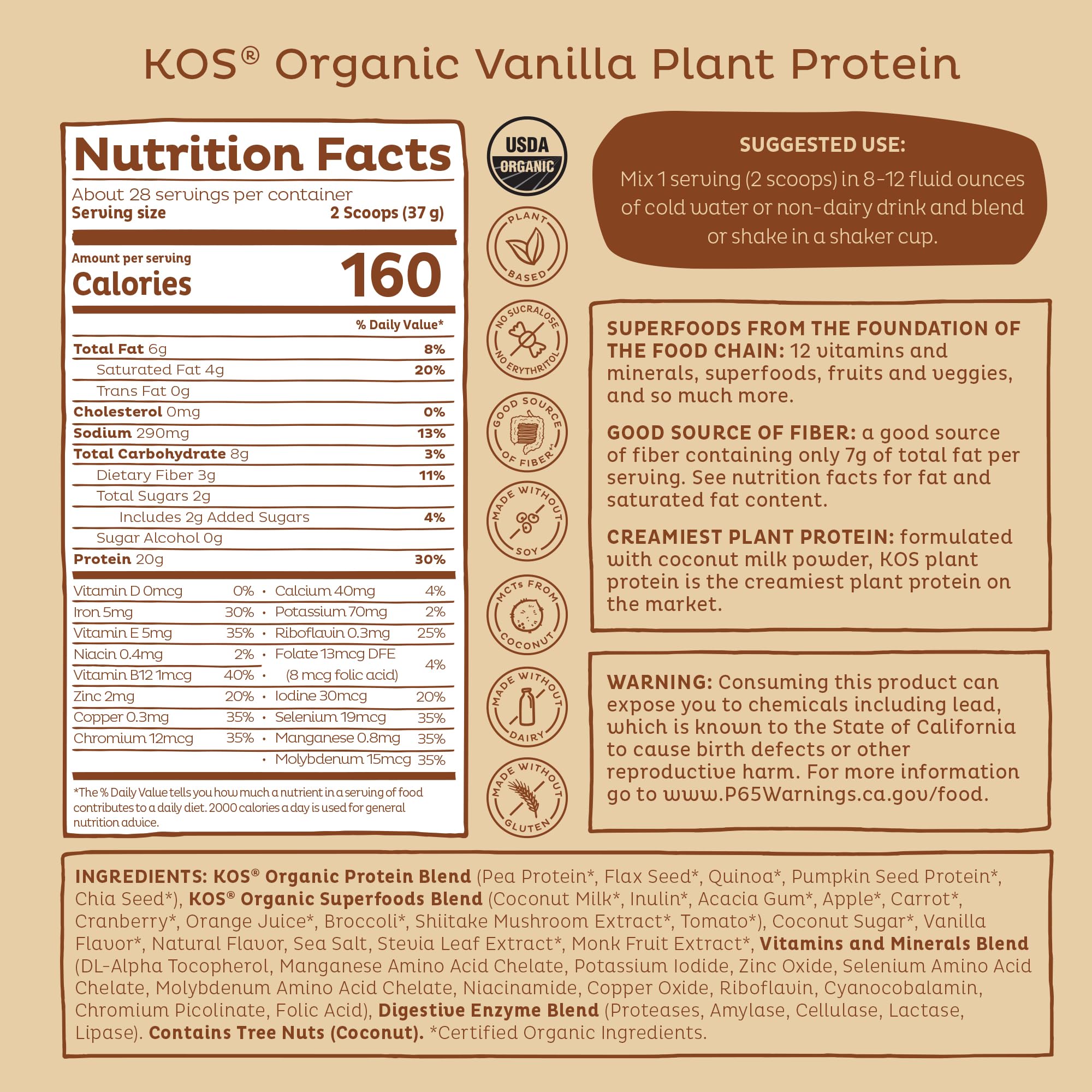 KOS vanilla protein spoon scooping powder for daily meals