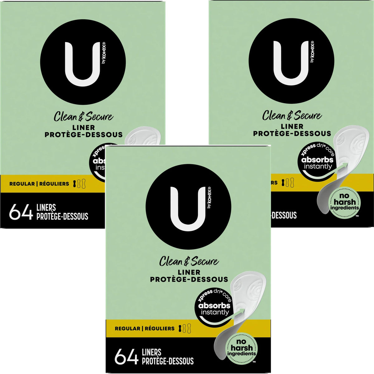 Kotex Lightdays Liners Regular pack with 192-count box for daily wear