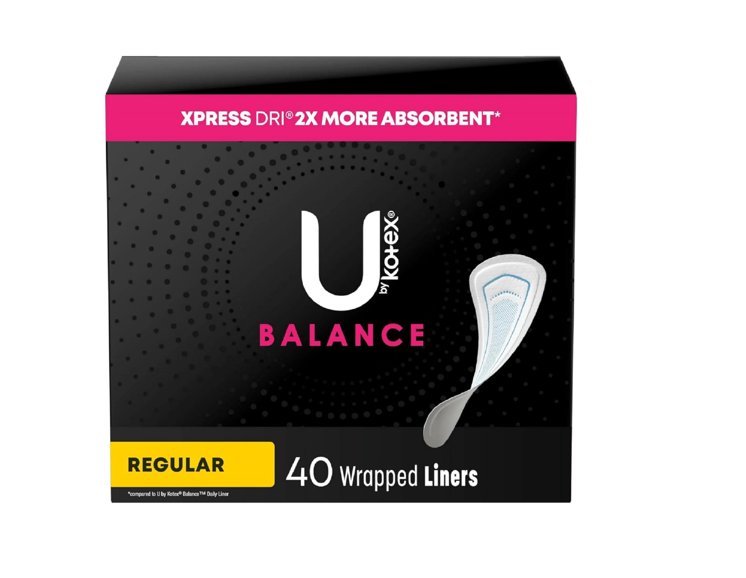 Kotex Lightdays Plus absorbent liners packaging front for daily protection on light days.