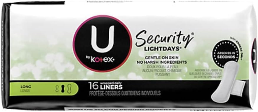 Kotex Natural Balance long liners packaging slim profile for easy carry.