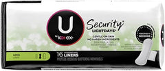 Kotex Natural Balance long liners packaging slim profile for easy carry.