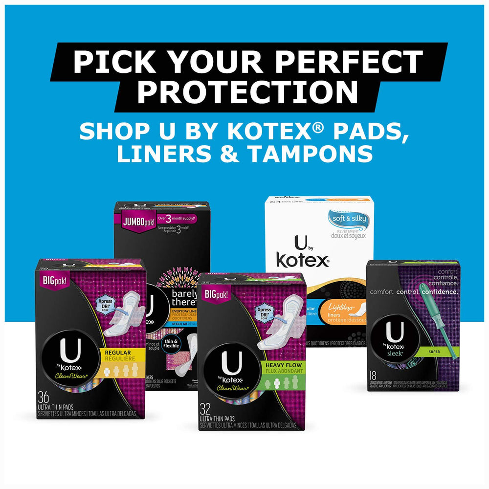 Kotex U by Kotex Barely There pantiliner packaging design for easy use.