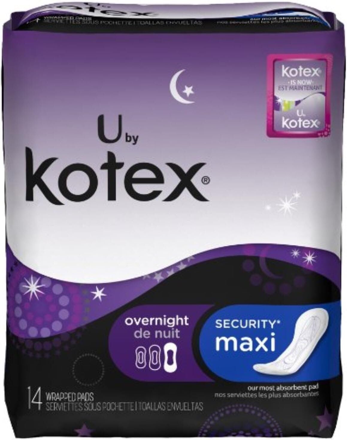 Kotex U by Kotex Maxi Pads Overnight Unscented pack two image showing discreet night protection