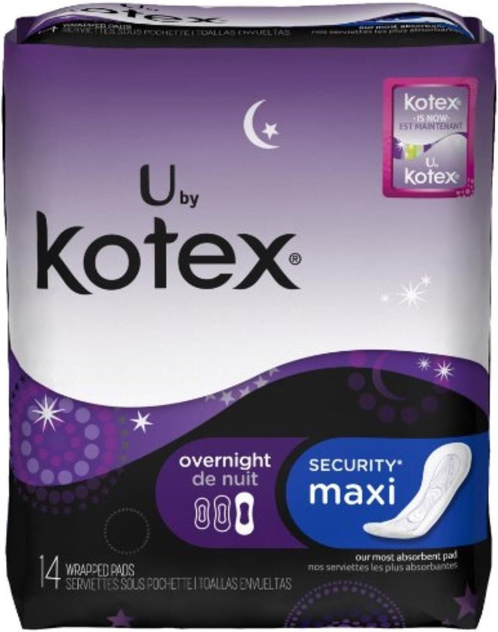 Kotex U by Kotex Maxi Pads Overnight Unscented pack two image showing discreet night protection