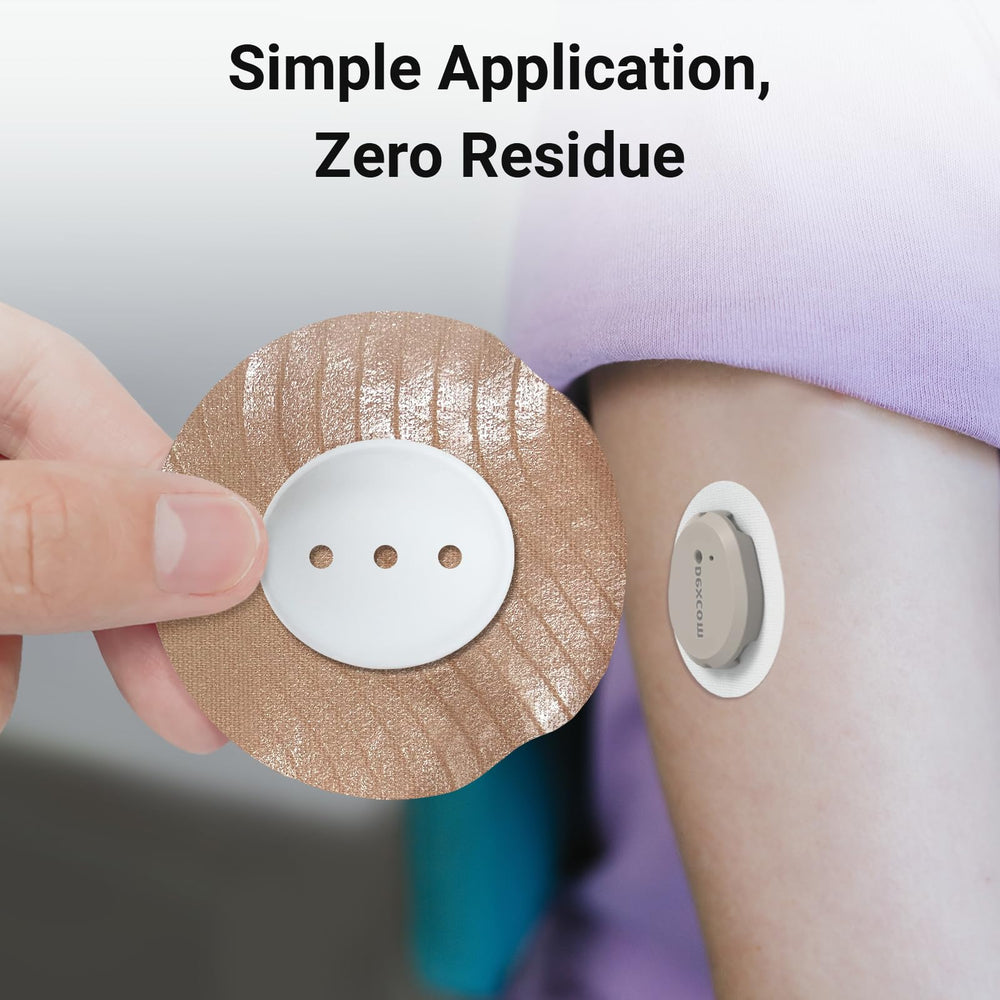 KOVOQ Dexcom G7 overpatch tan breathable hypoallergenic adhesive for sensitive skin