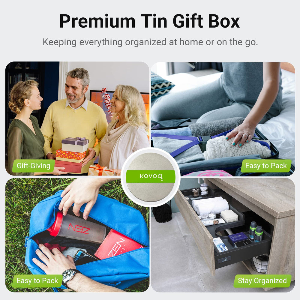 Giftable tin box presents premium packaging for sharing or storage.