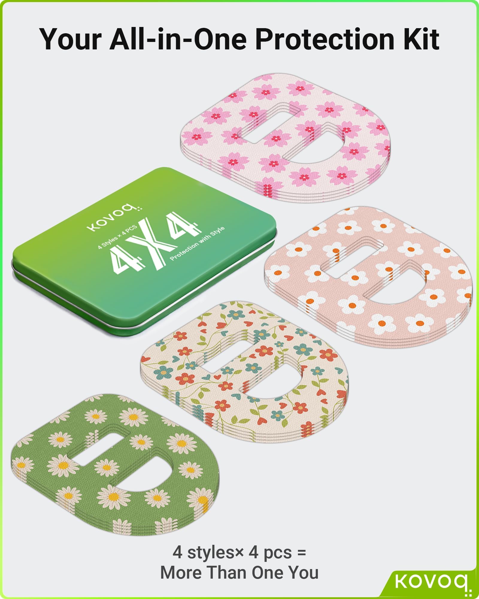 KOVOQ Omnipod 5 overpatches feature a flower design that blends style with protection.