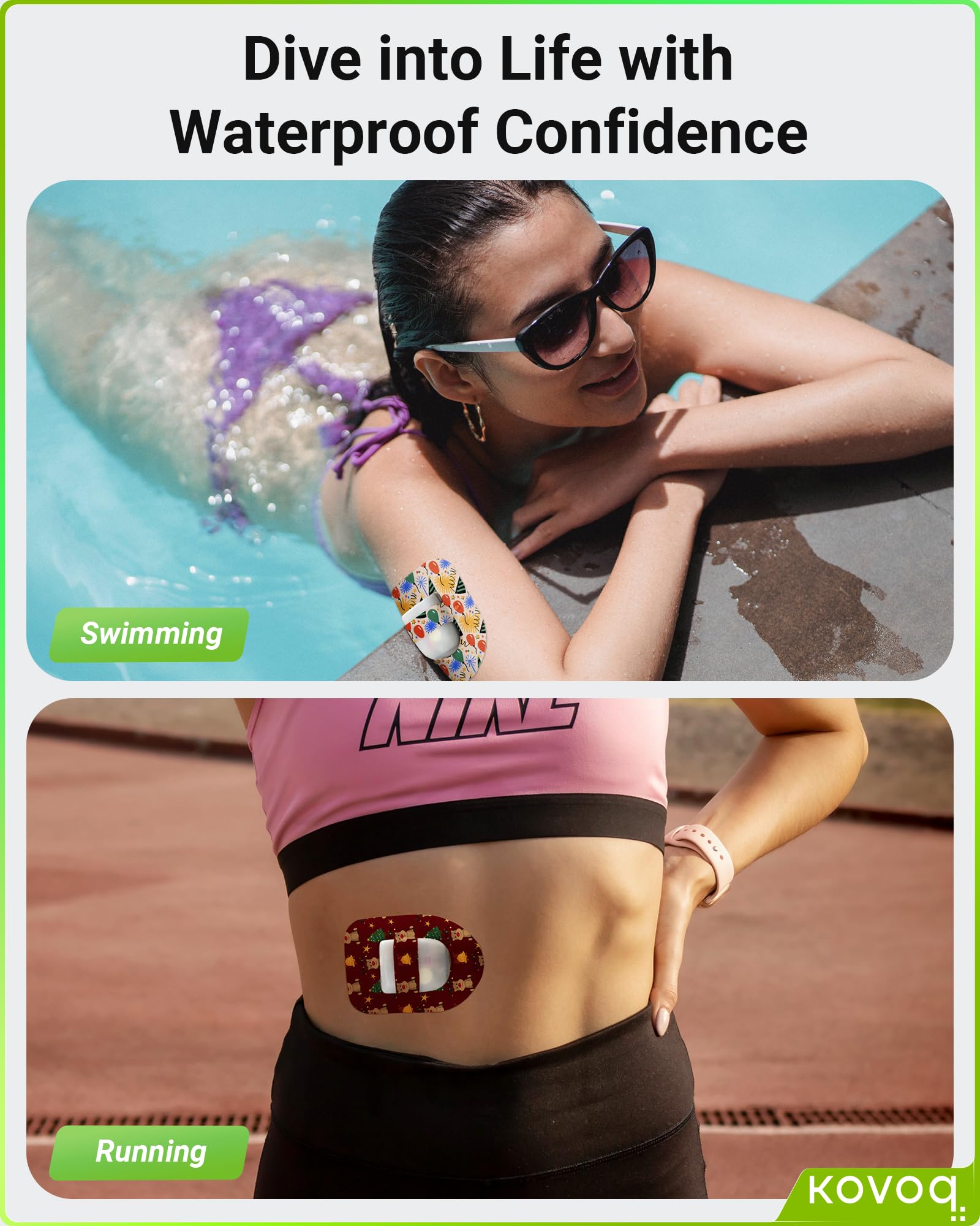 KOVOQ Omnipod 5 Overpatches stretchy strap enhances stability