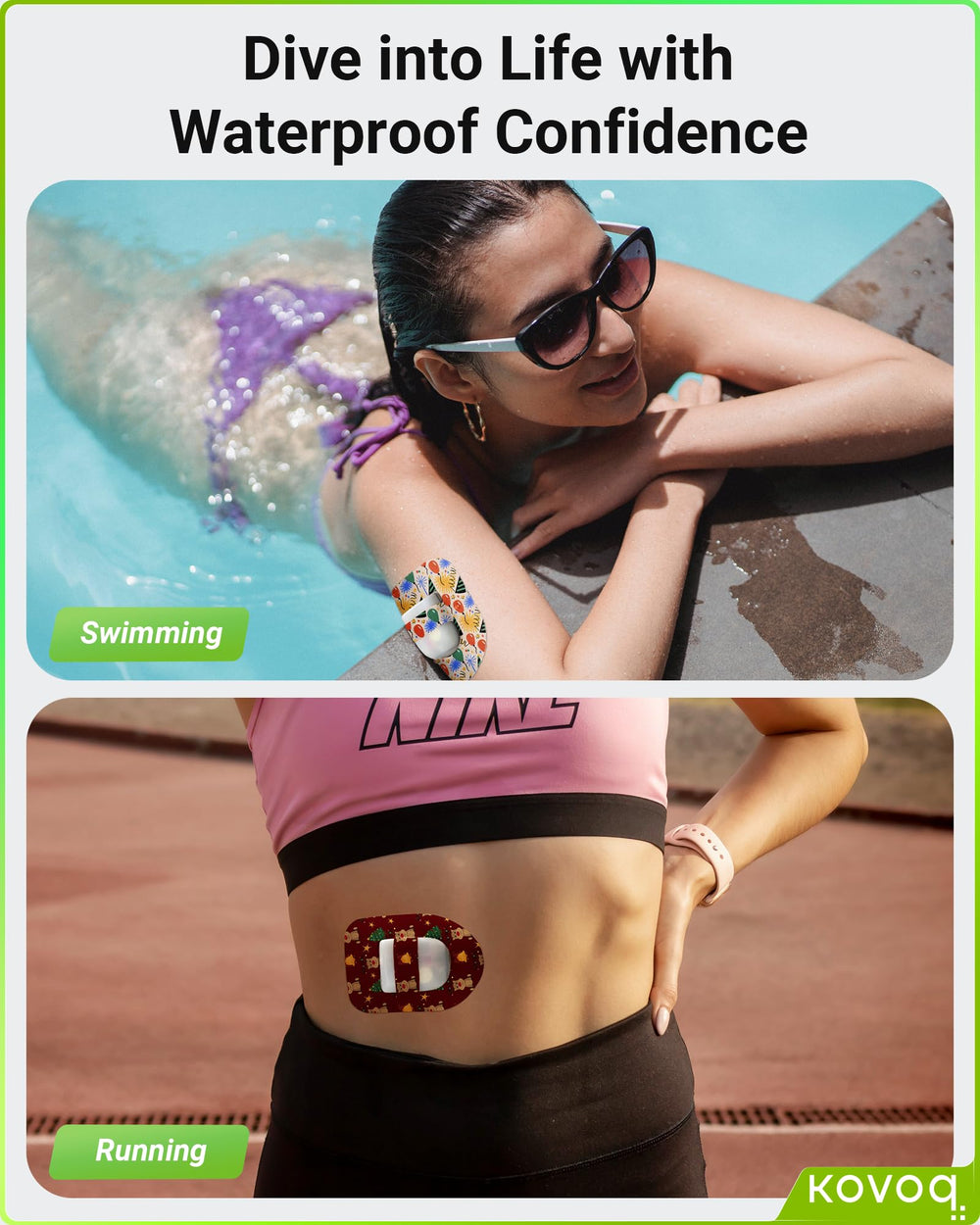 KOVOQ Omnipod 5 Overpatches stretchy strap enhances stability