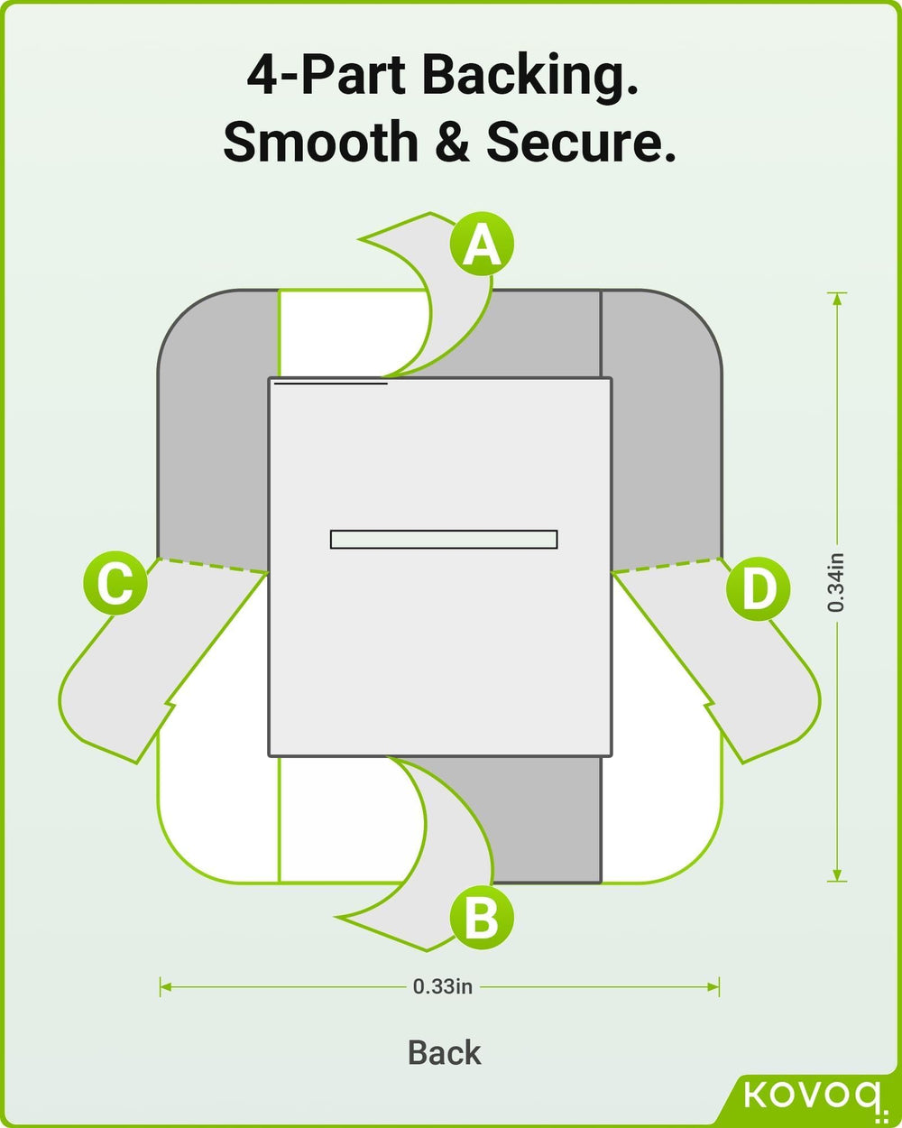 KOVOQ split backing design allows smooth alignment during application.
