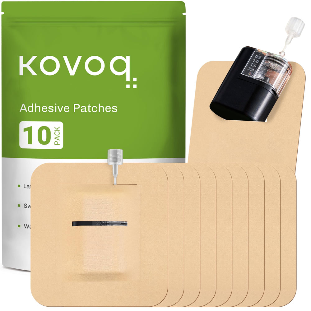 KOVOQ Tandem Mobi beige adhesive sleeve secures the pump on skin
