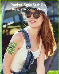 KOVOQ Tandem Mobi Adhesive Sleeve flower-on-arm demonstrate secure hold during activity.