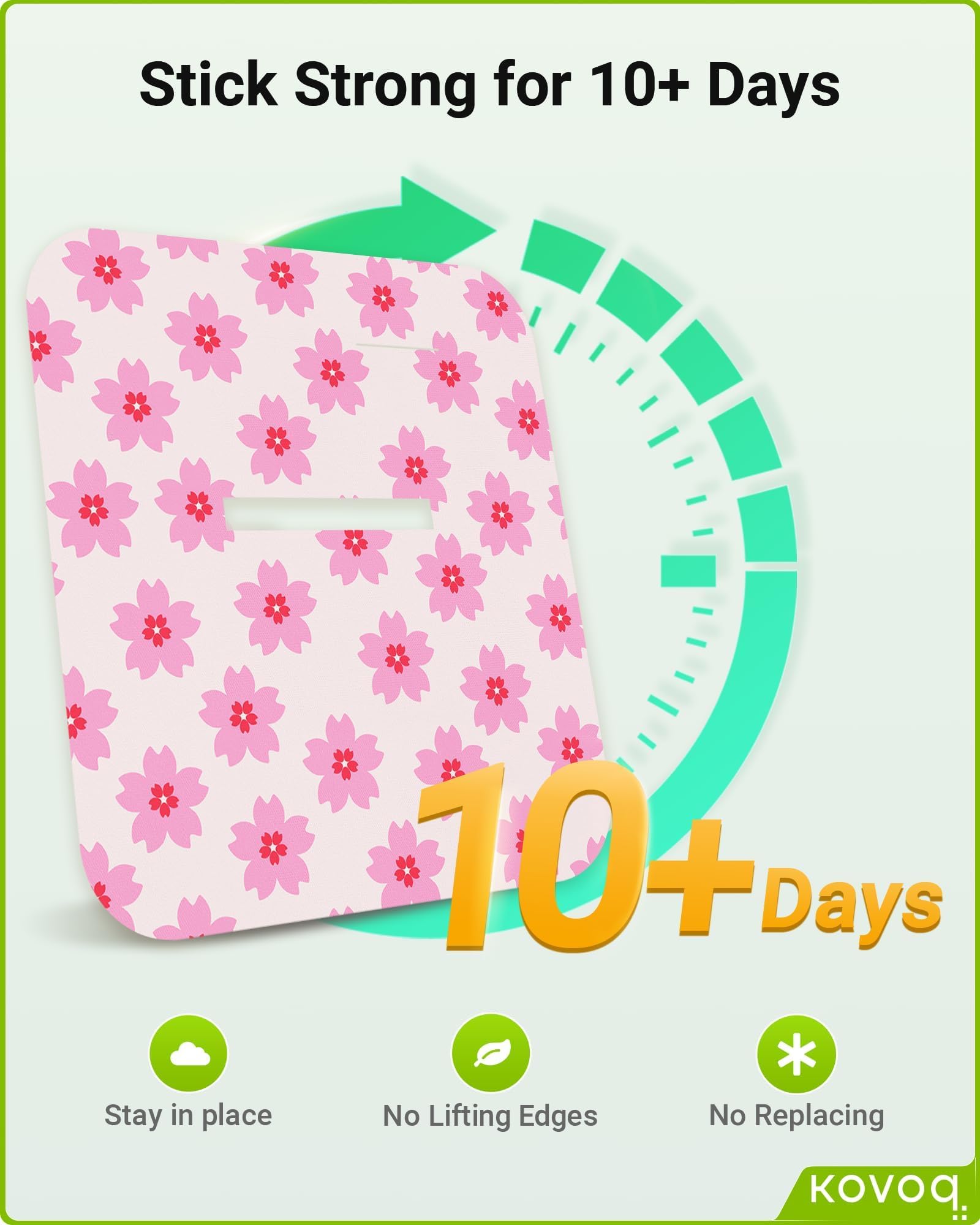 KOVOQ Tandem Mobi Adhesive Sleeve flower design is latex-free and hypoallergenic.