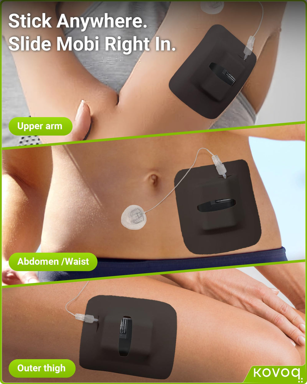 KOVOQ Tandem Mobi adhesive close-up demonstrating waterproof grip
