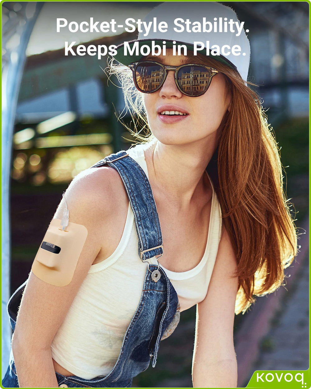 KOVOQ Tandem Mobi overpatch pockets close-up shows durable fabric