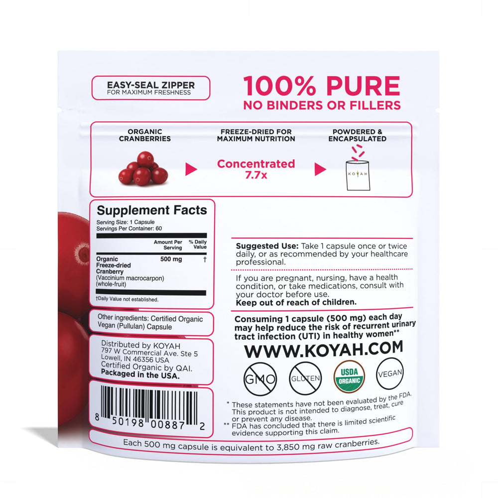 KOYAH freeze-dried cranberry powder highlights deep red color and nutrient richness