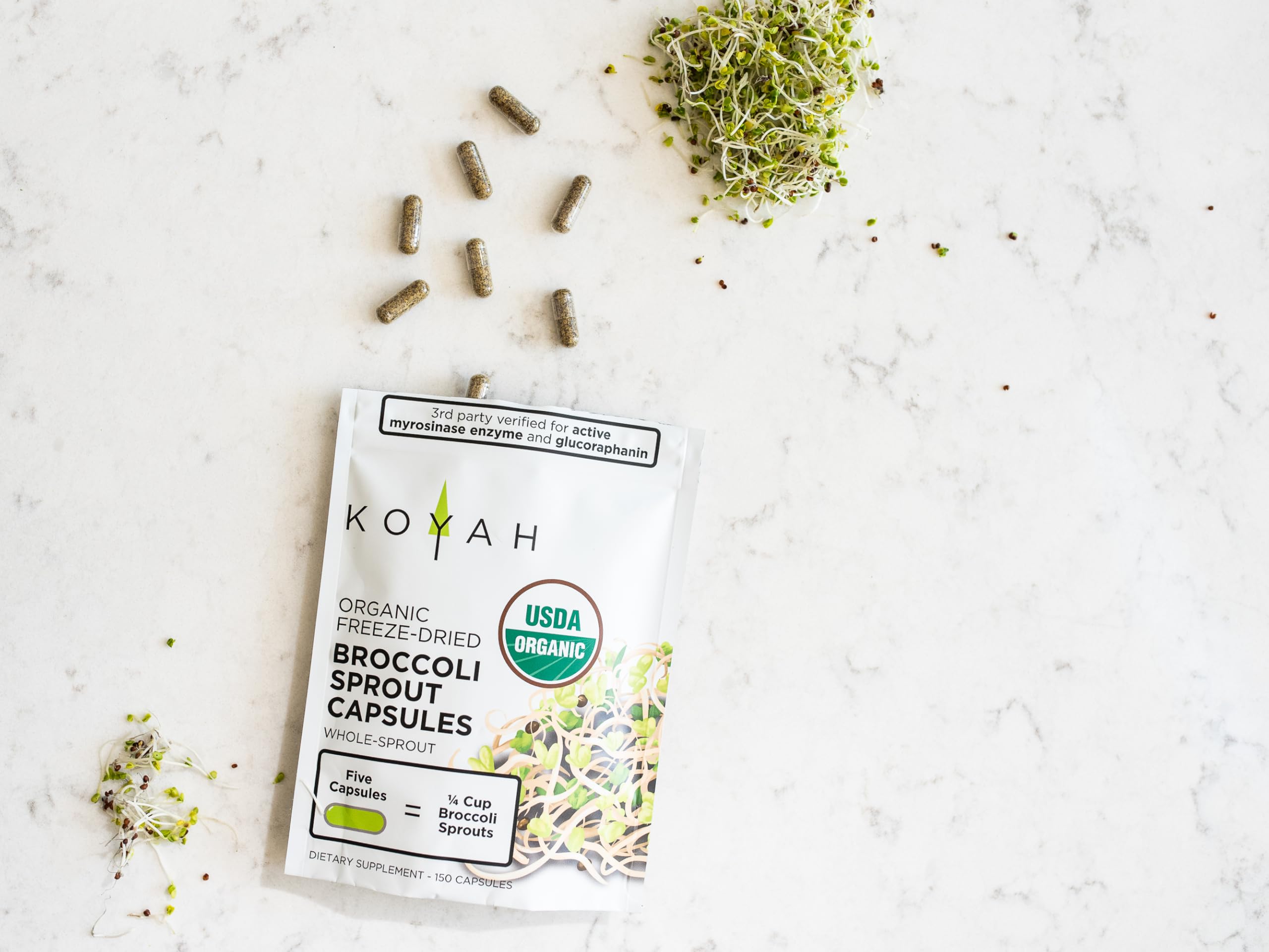 KOYAH organic non-GMO seal on bottle confirming purity and transparency.