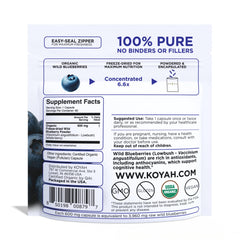 KOYAH Organic Wild Blueberry Powder close-up showing freeze-dried texture