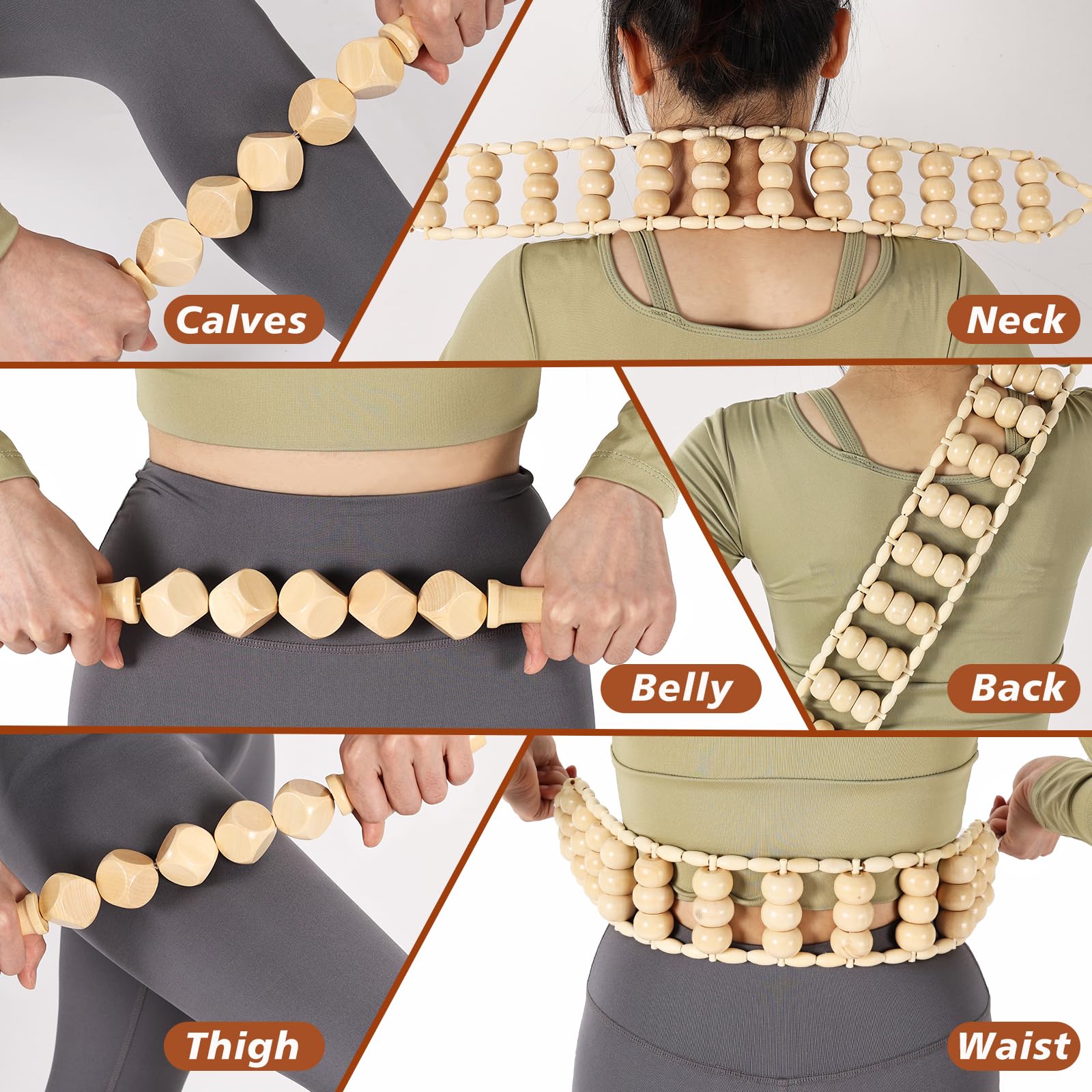 KQXTOKTY wood body gua sha paddle for full-body tension relief.