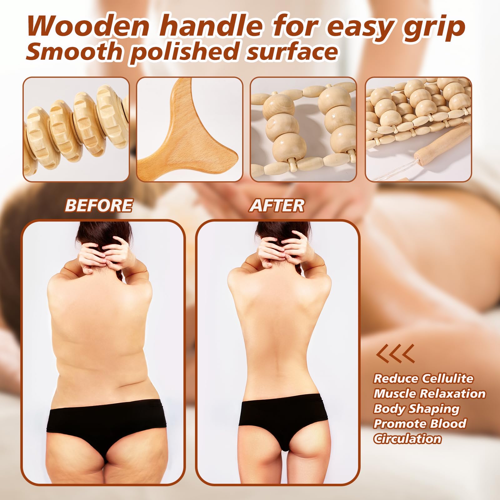 KQXTOKTY wood mushroom massager for targeted knots and relaxation.