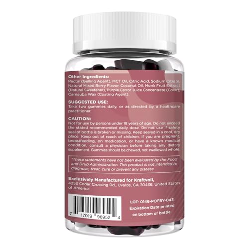 Kraftvoll Beet Root Gummies bottle highlights GPLC and beetroot ingredients.