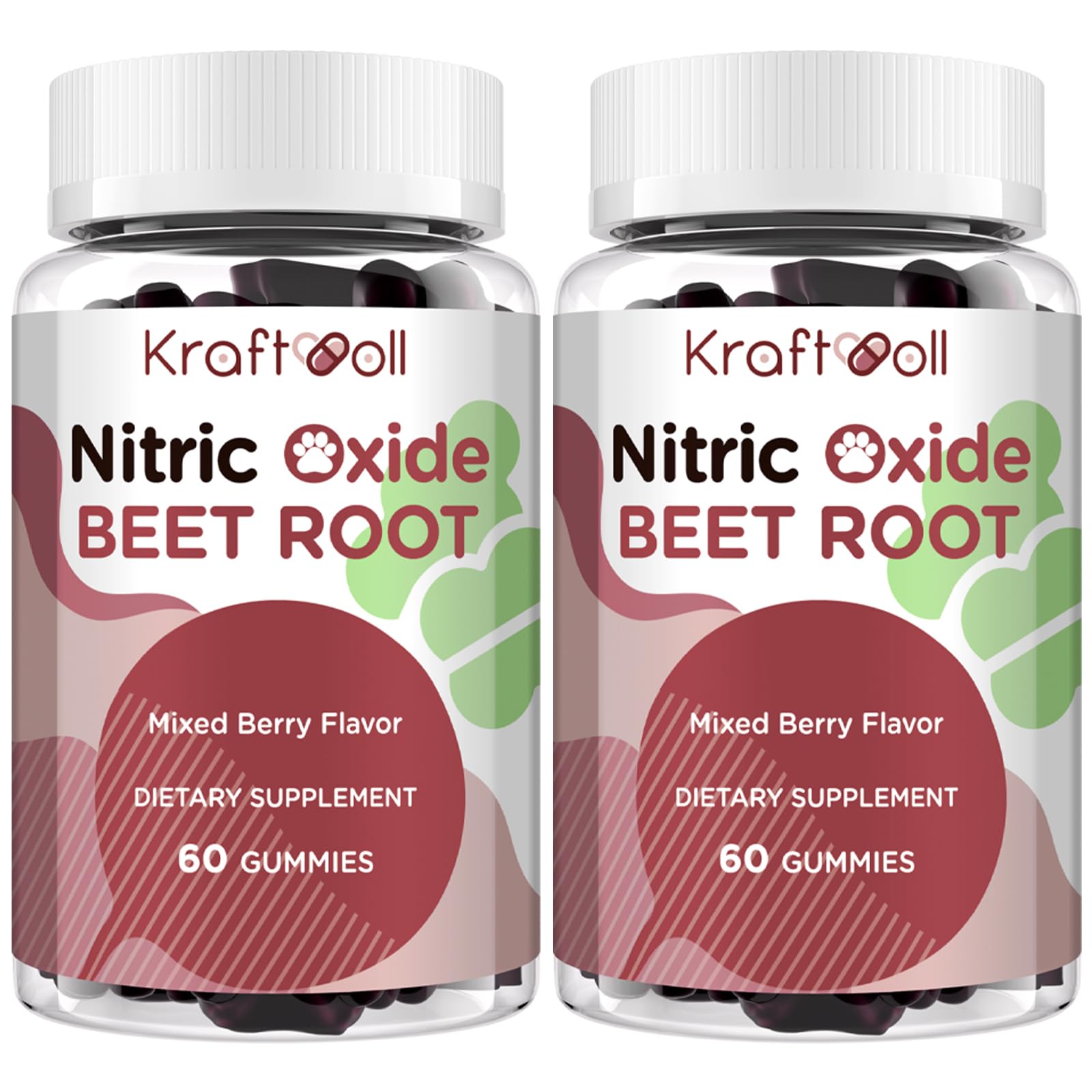 Kraftvoll Nitric Oxide Beet Root Gummies bottle showing sugar-free berry flavor for daily beetroot intake.