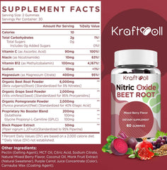 Kraftvoll gummies close-up on beetroot and grape seed ingredients for convenient daily boost