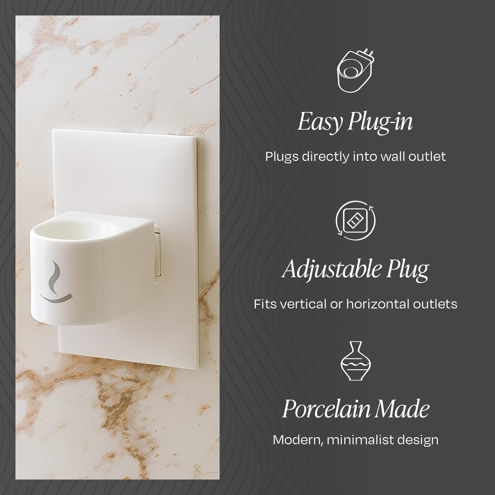 Kravo porcelain diffuser dish close-up, low-heat operation for safe daily use.