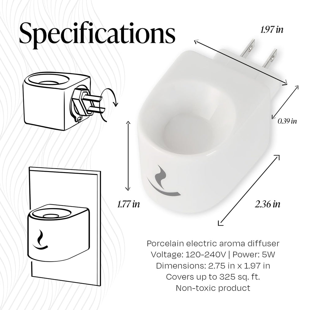 Kravo porcelain diffuser with rotating plug, versatile placement for vertical or horizontal outlets.