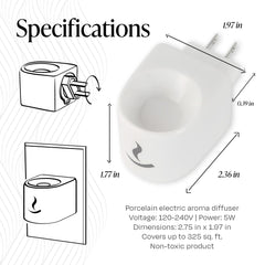 Kravo porcelain diffuser with rotating plug, versatile placement for vertical or horizontal outlets.