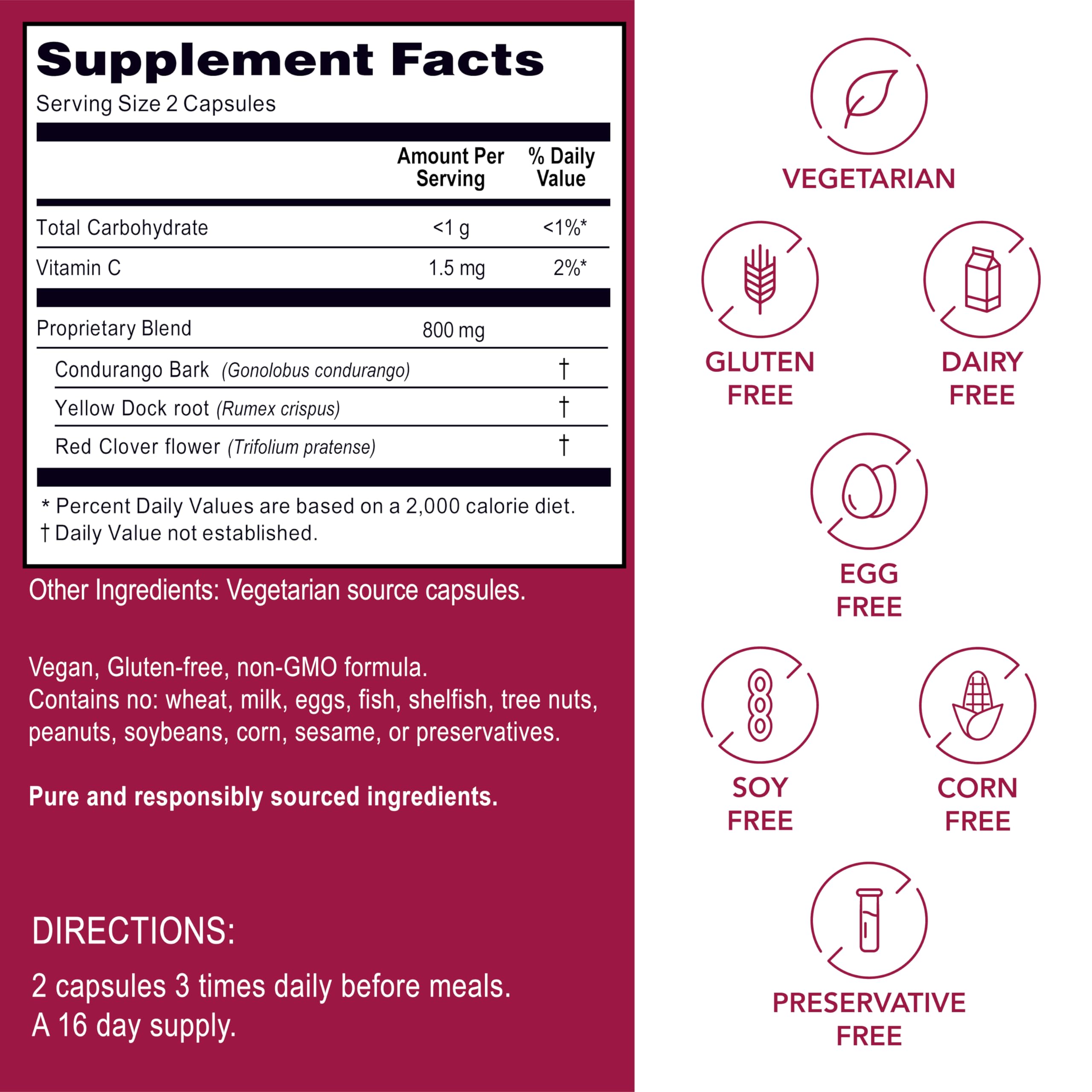 Kroeger Herb Candida Formula 1 label closeup signals soy free dairy free composition.