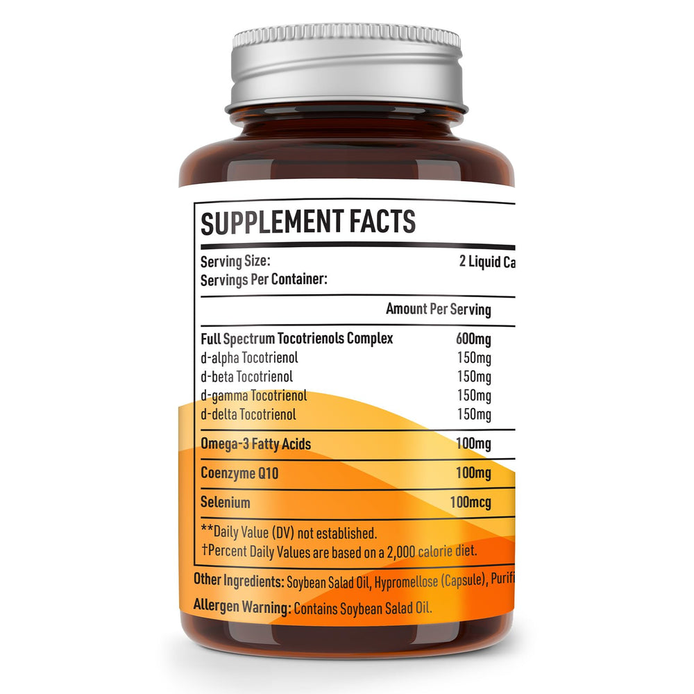 Kroppssund Tocotrienols liquid capsules shown for easy swallowing.