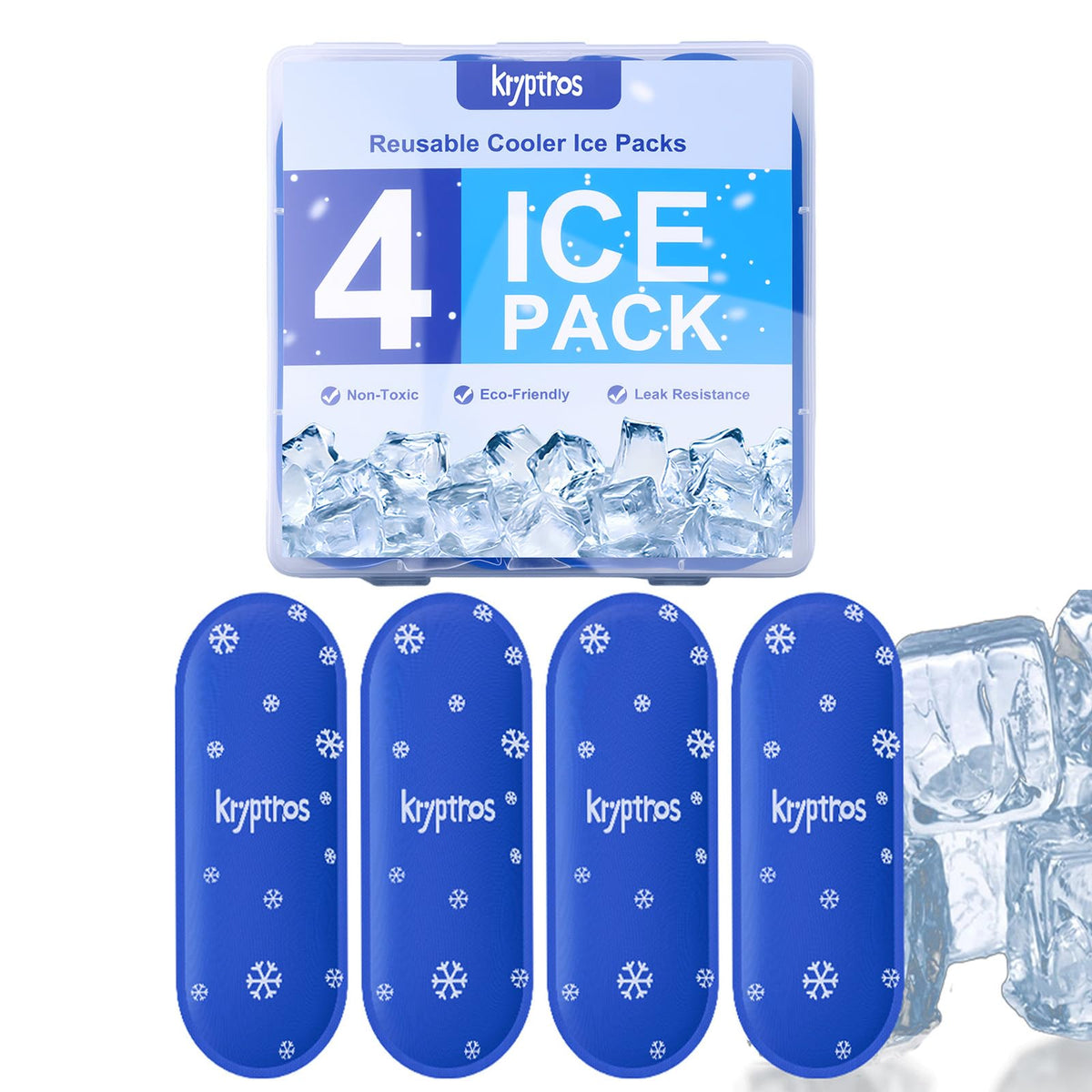 Krypthos 4-pack ice packs in a travel bag ready for insulin storage.