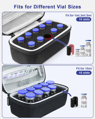 Fridge-ready Krypthos insulin holder on a shelf for easy access.