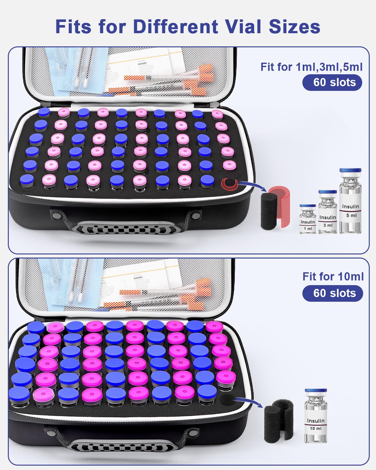 Krypthos insulin vial organizer in durable Oxford fabric for reliable home storage.