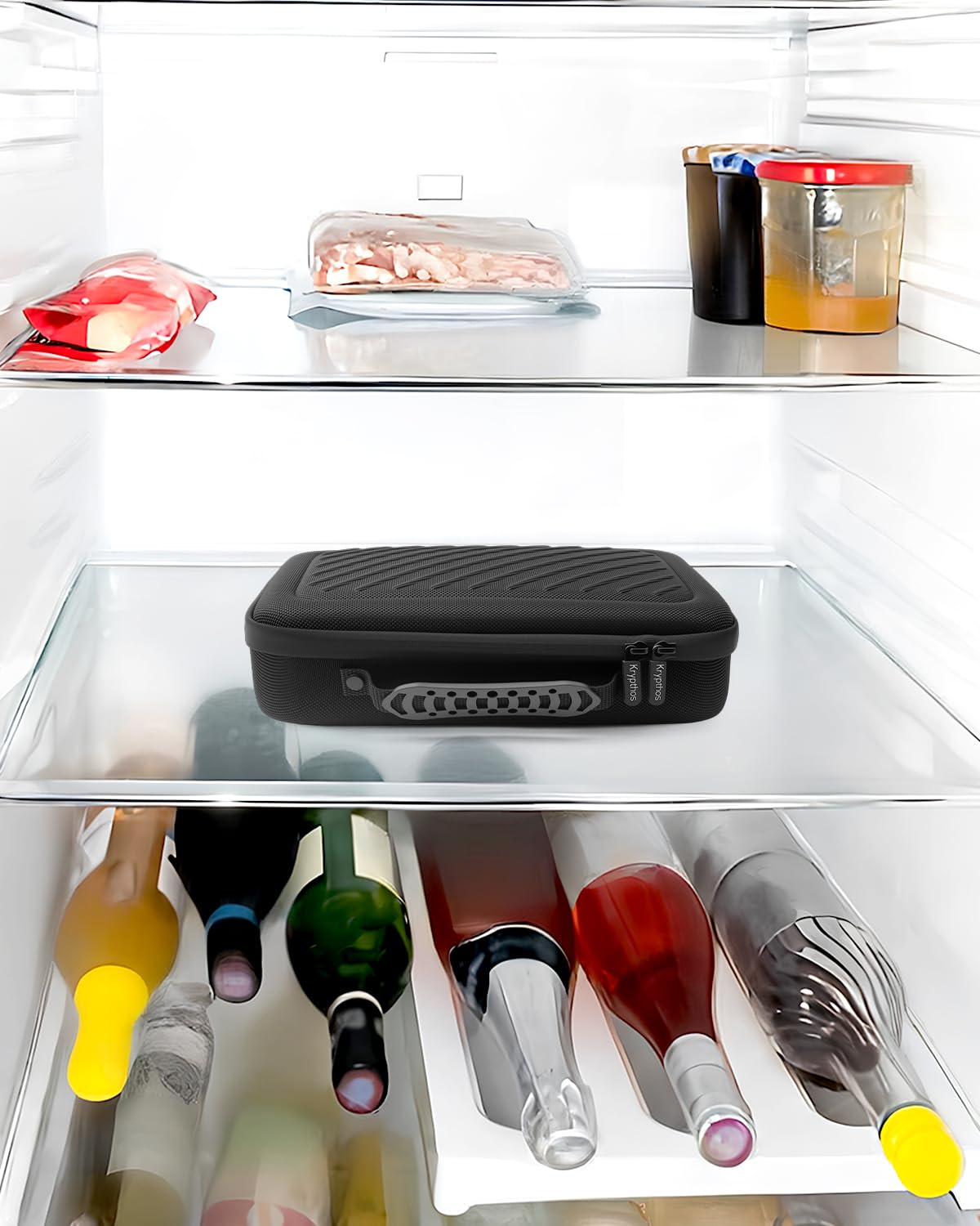 Krypthos secure 60-slot organizer helps keep vials upright and organized.