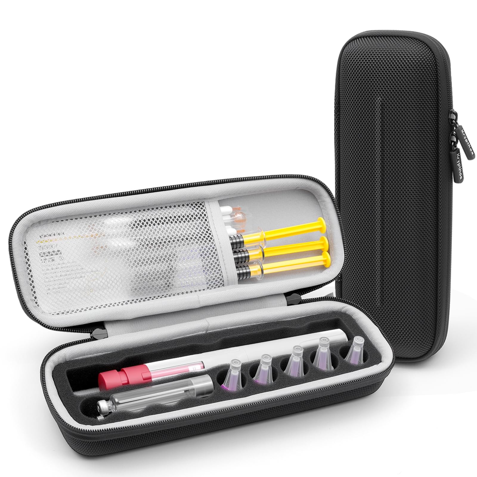 Krypthos travel case exterior shows compact storage for diabetes essentials.