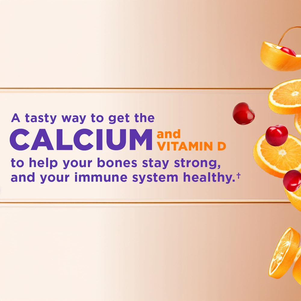 KS Calcium gummies pour shot showcasing convenient chewable form and ease of use.