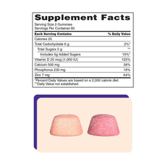 KS Calcium gummies cherry flavor with label detail emphasizing vitamin D3 and zinc.