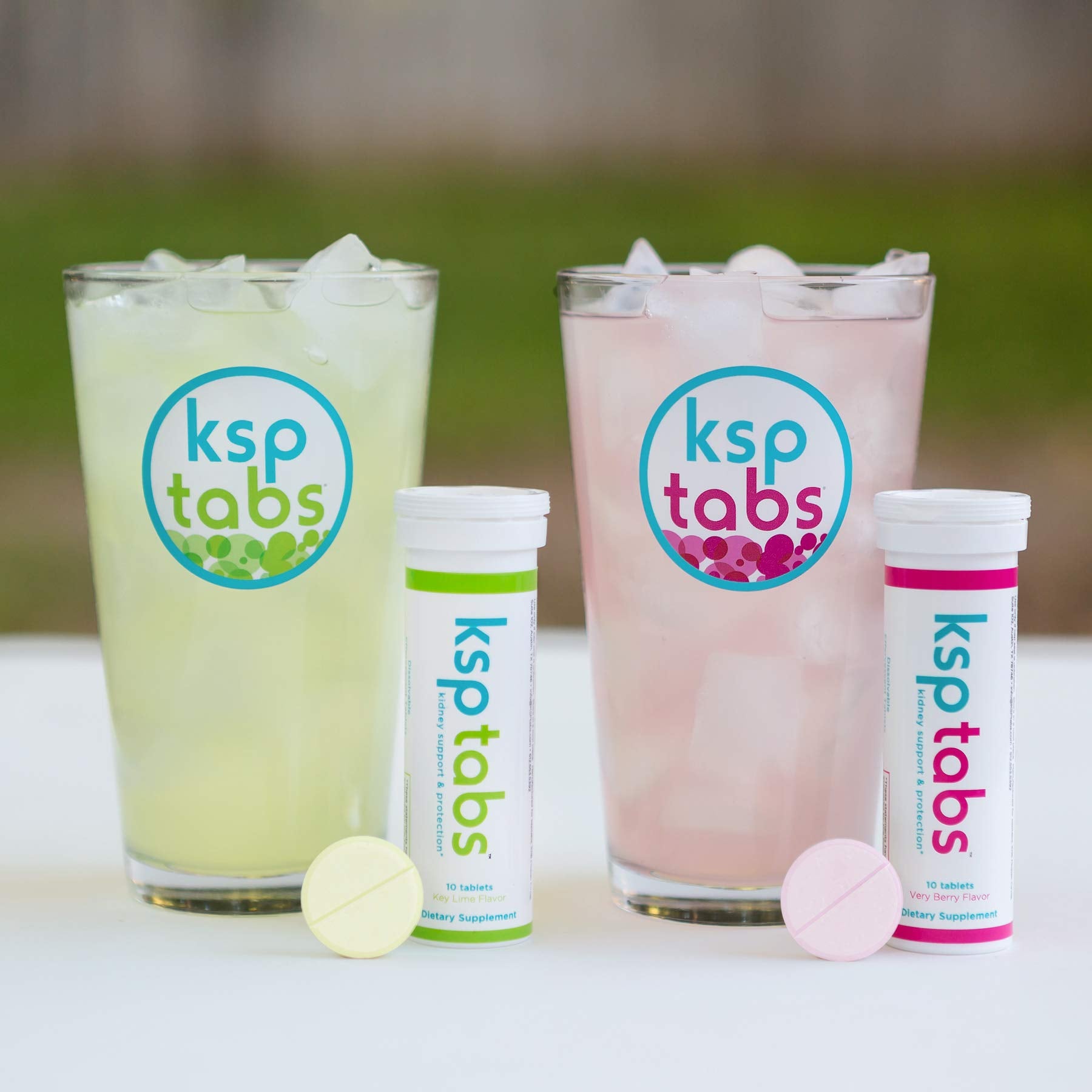 KSPtabs Trial Pack usage glass shows mixed flavors for hydration.
