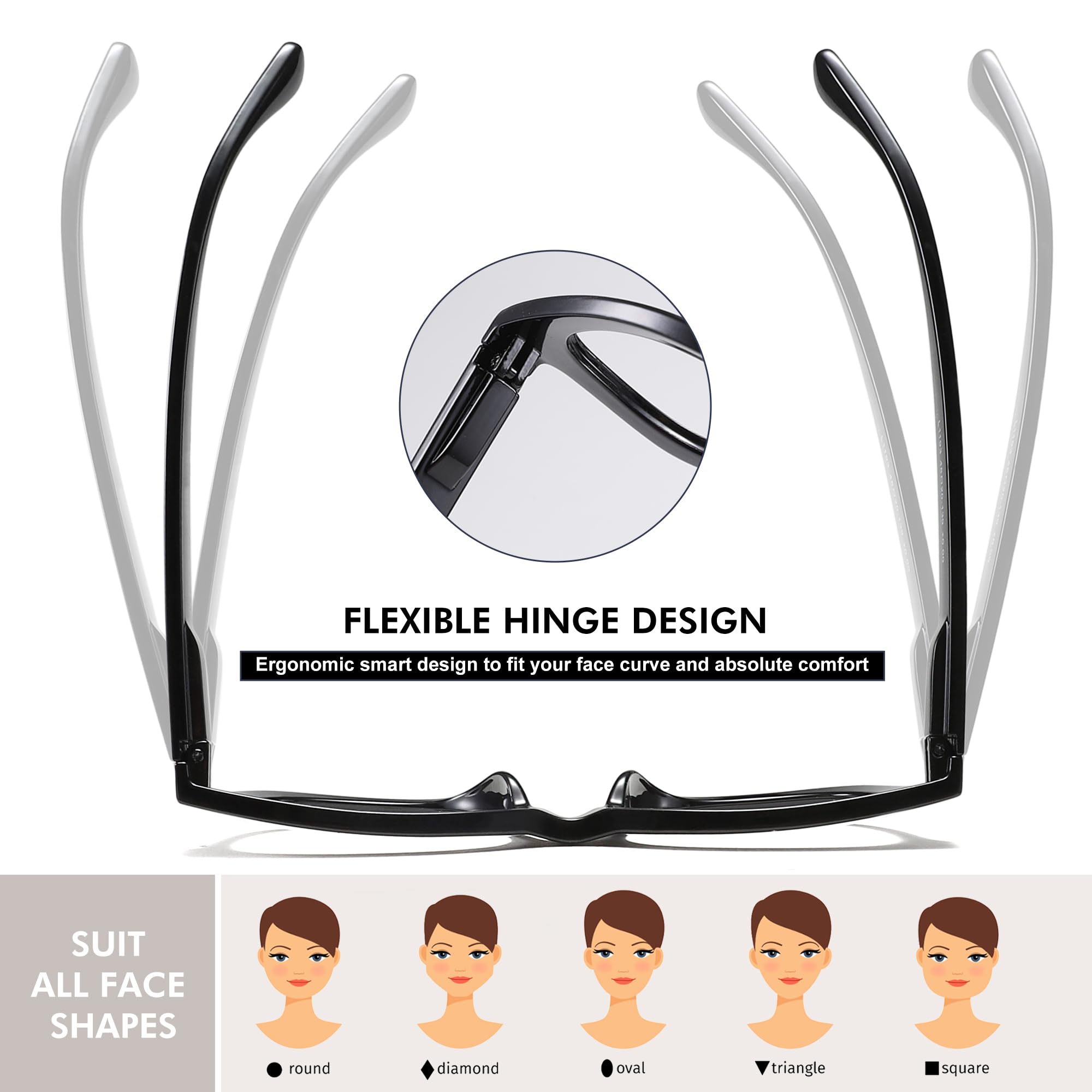 KSSESSE spring hinge design for a flexible fit on most faces