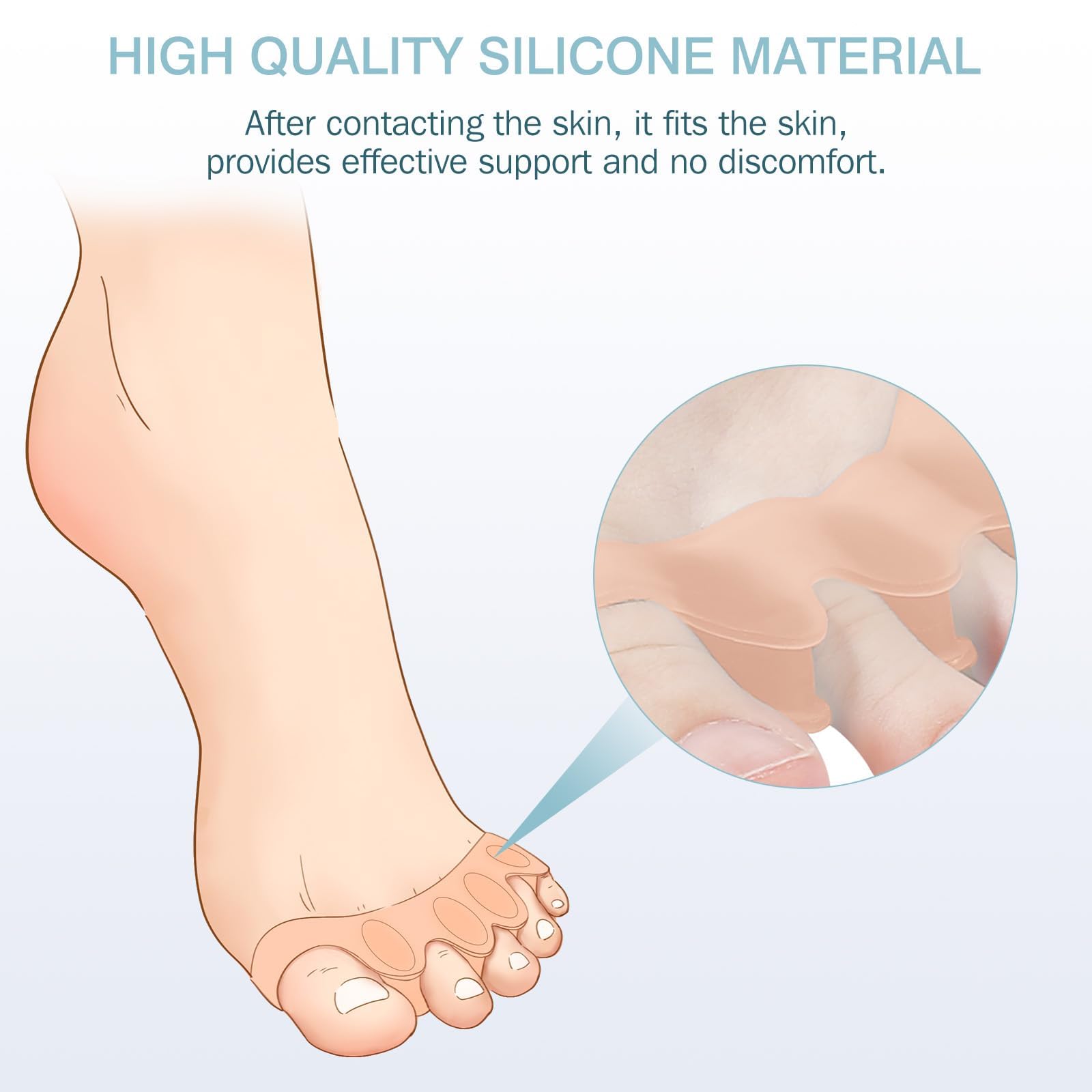 KTSAY washable silicone toe spacers offer easy cleaning and durable daily use.