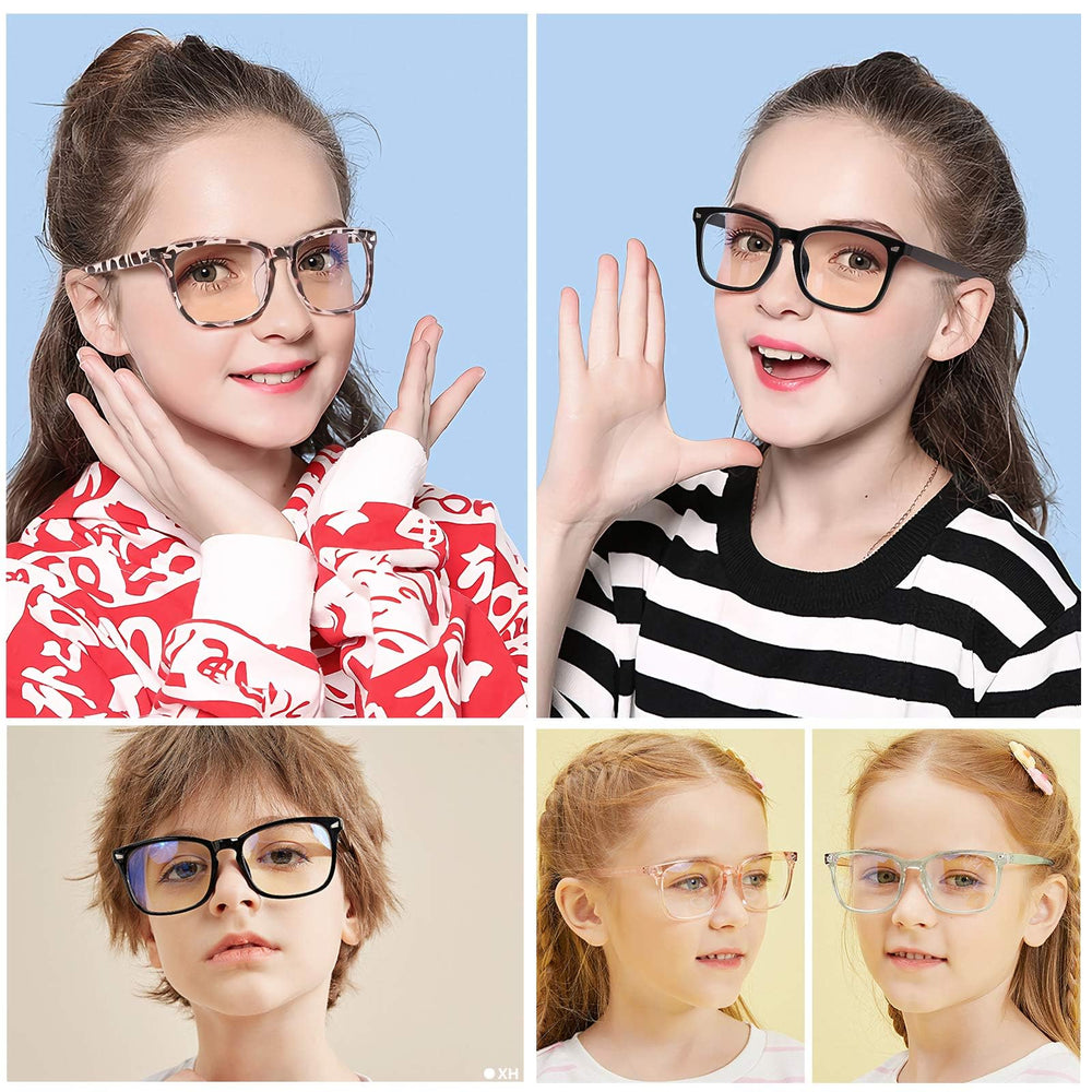 KUGUAOK kids blue light glasses side view; flexible frame for active children